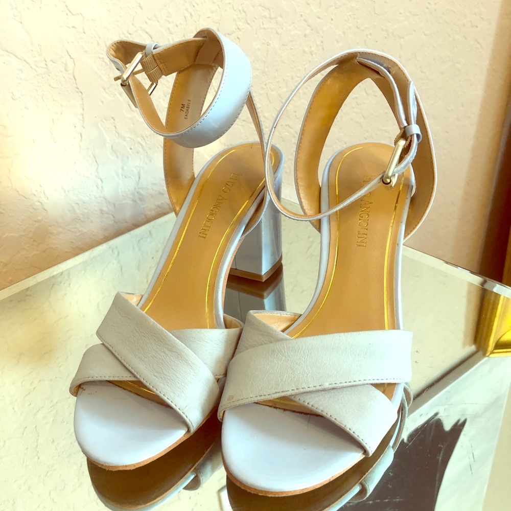 Powder puff blue strapped heels